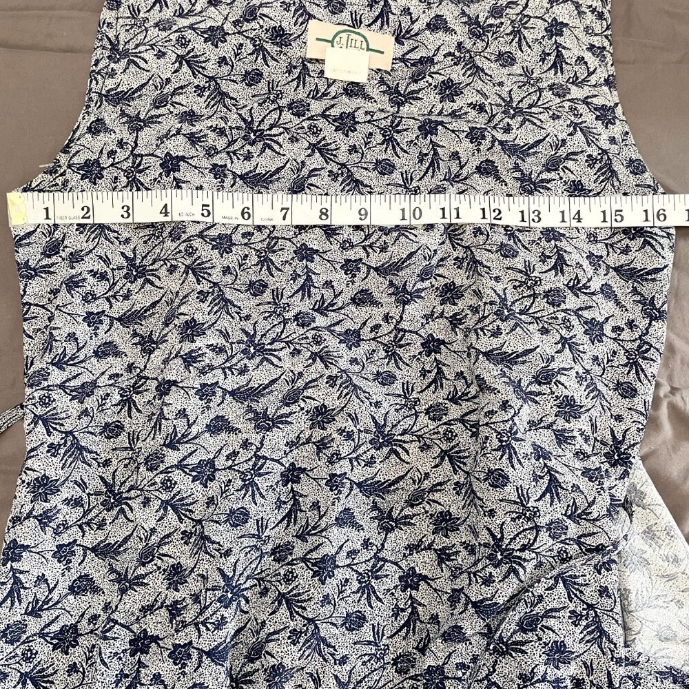 Vintage J.Jill LTD Maxi Dress Small Blue White Floral Sleeveless Rayon USA Made - Picture 13 of 14